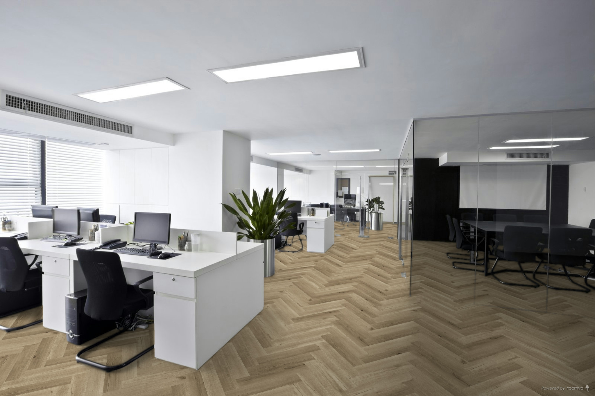 Кварцвиниловая плитка Fargo клеевая Parquet LVT Дуб Марракеш 22-81996-10 венгерская елка 595×119×2,5 фото в интерьере