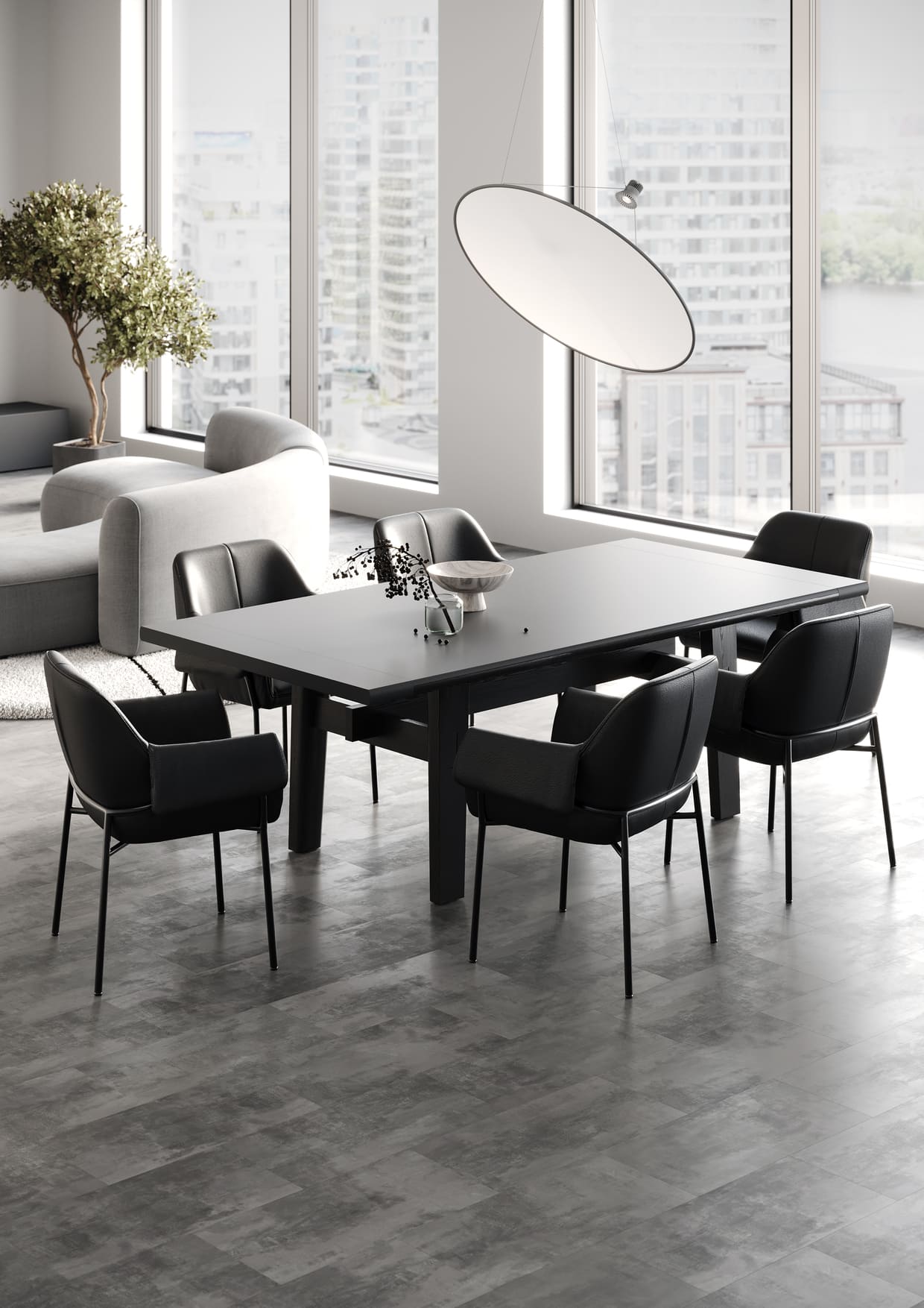 Кварцвиниловая плитка Fargo клеевая Stone LVT Бетон Готика 48143-10 606×303×2,5 фото в интерьере