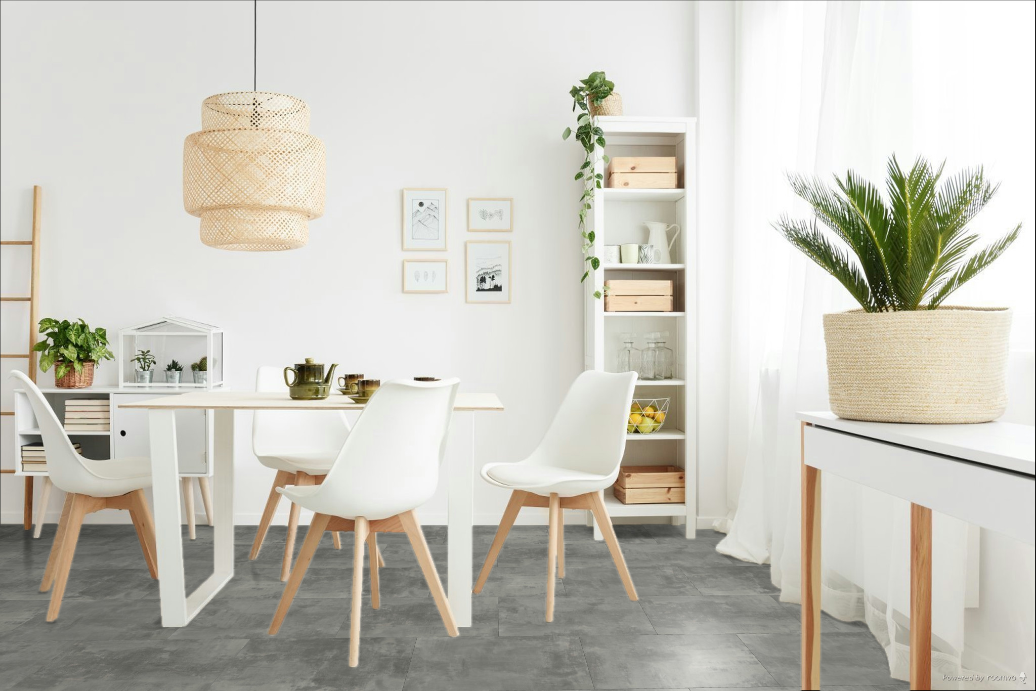 Кварцвиниловая плитка Fargo клеевая Stone LVT Бетон Готика 48143-10 606×303×2,5 фото в интерьере