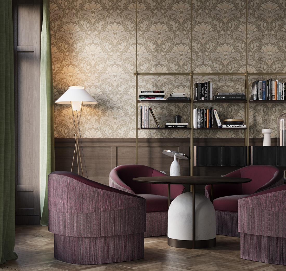 Обои Loymina Шервуд Солсбери Brit26 008 10,05×1 фото в интерьере