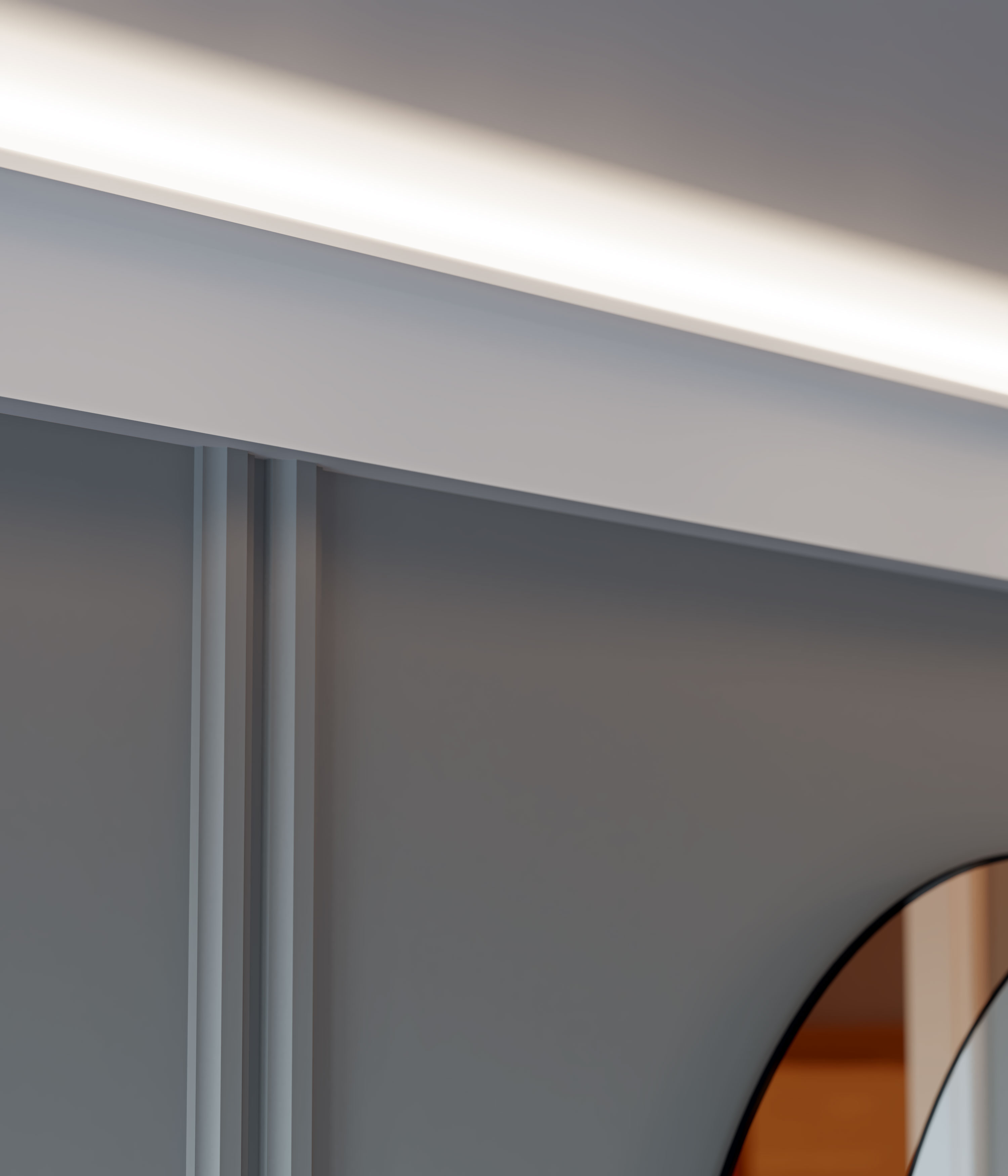 Потолочный плинтус под покраску Cosca Decor KX003 с подсветкой 2000×45×120 фото в интерьере