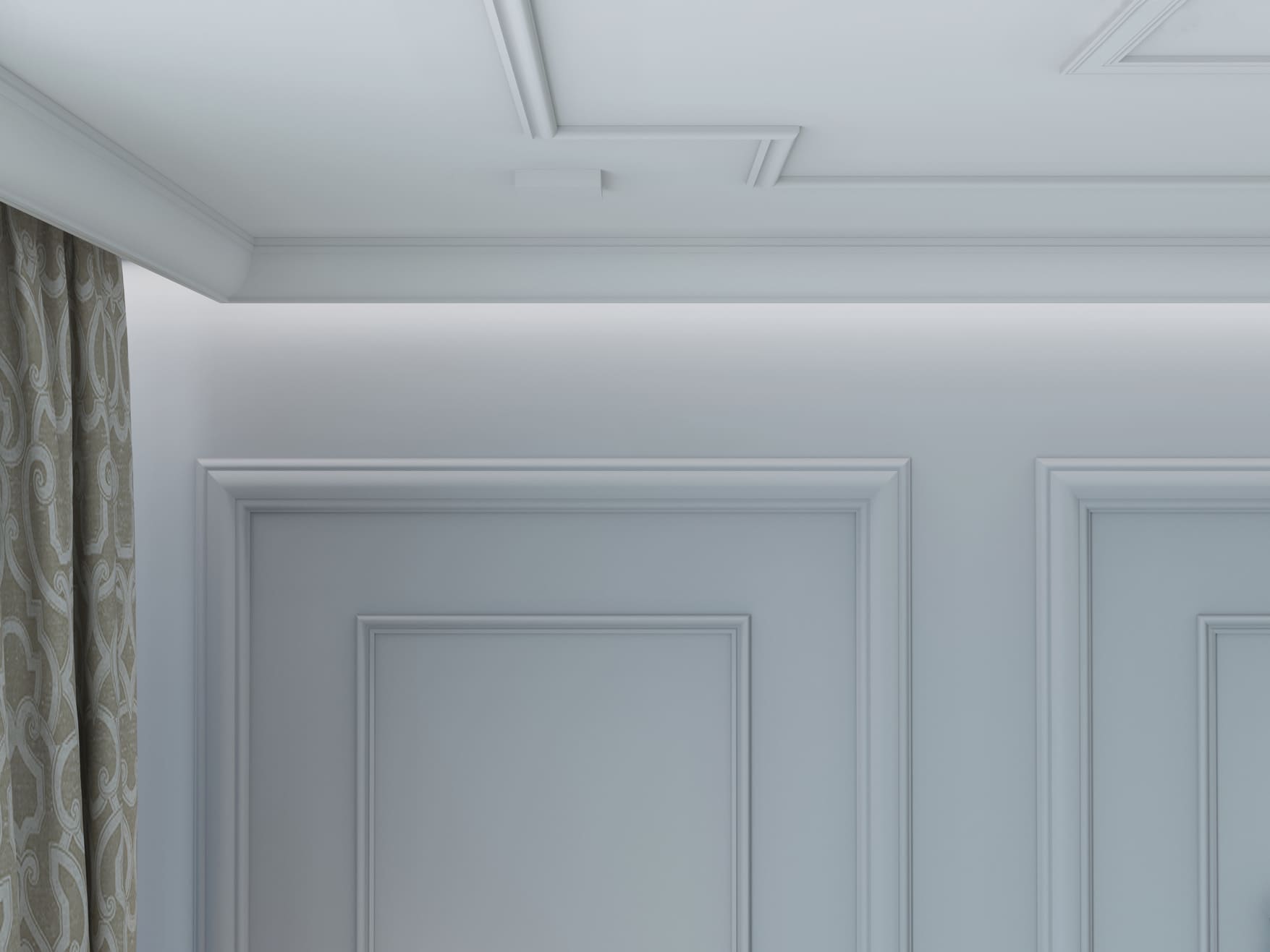 Потолочный плинтус под покраску Cosca Decor KX005 2000×69×71 фото в интерьере