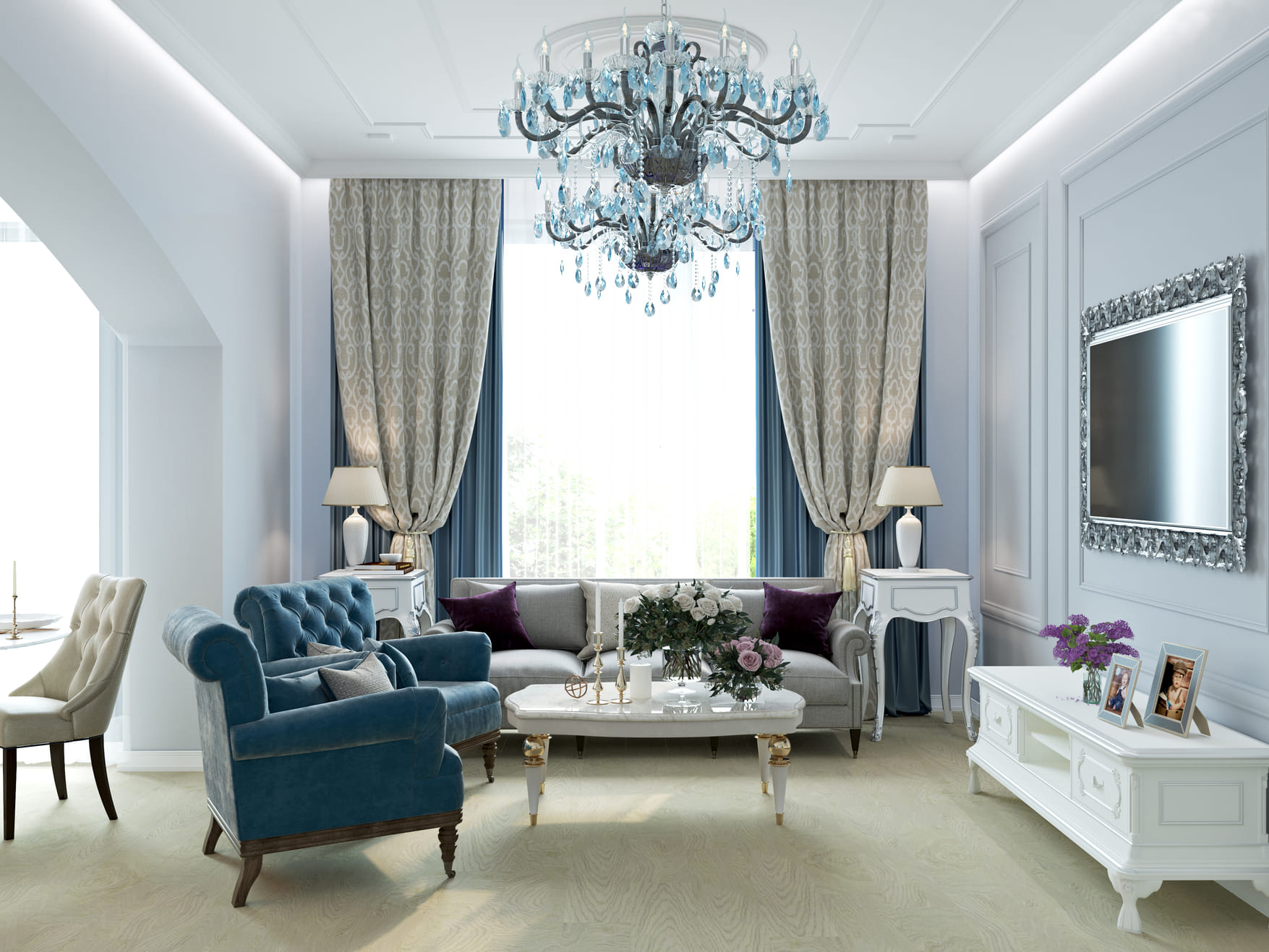 Потолочный плинтус под покраску Cosca Decor KX005 2000×69×71 фото в интерьере