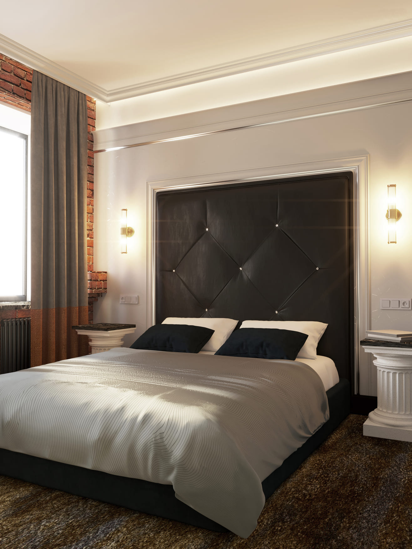 Потолочный плинтус под покраску Cosca Decor KX013 2000×75×95 фото в интерьере