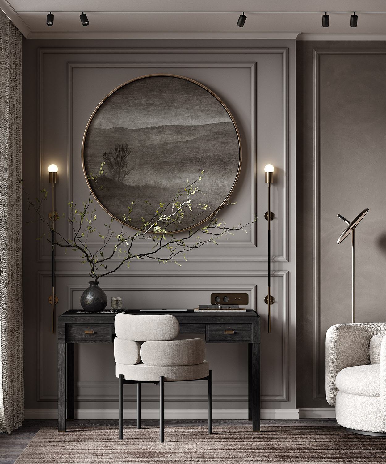 Потолочный плинтус под покраску Cosca Decor KX018 2000×48×40 фото в интерьере