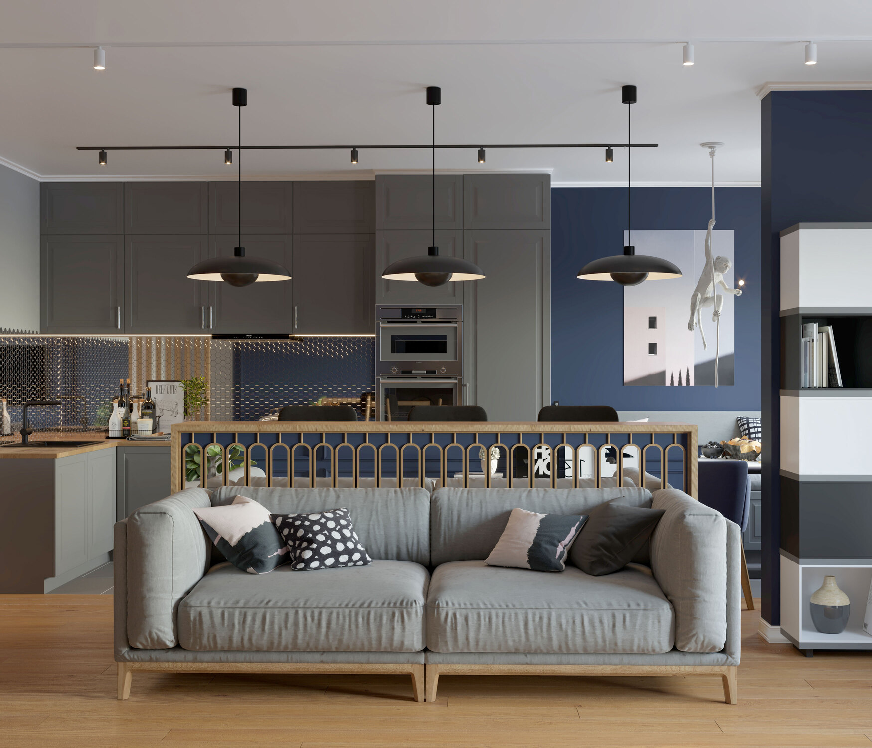 Потолочный плинтус под покраску Cosca Decor KX022 2000×30×45 фото в интерьере