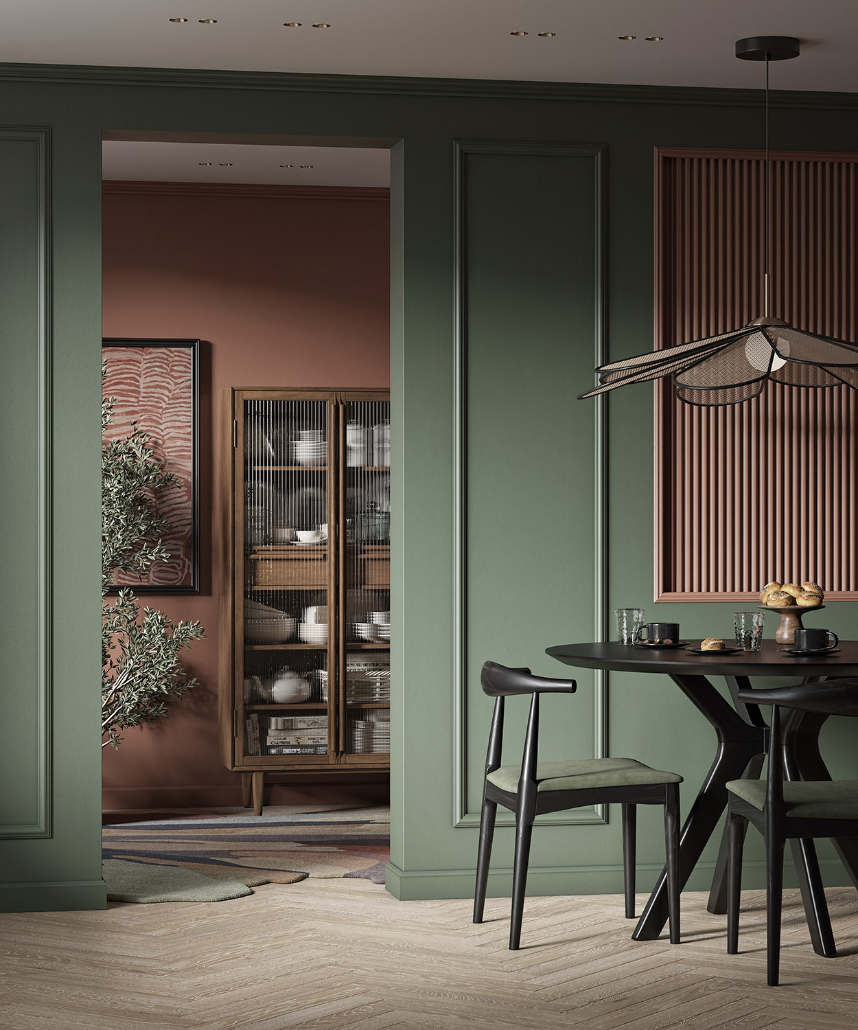 Потолочный плинтус под покраску Cosca Decor KX032 2000×42×46 фото в интерьере