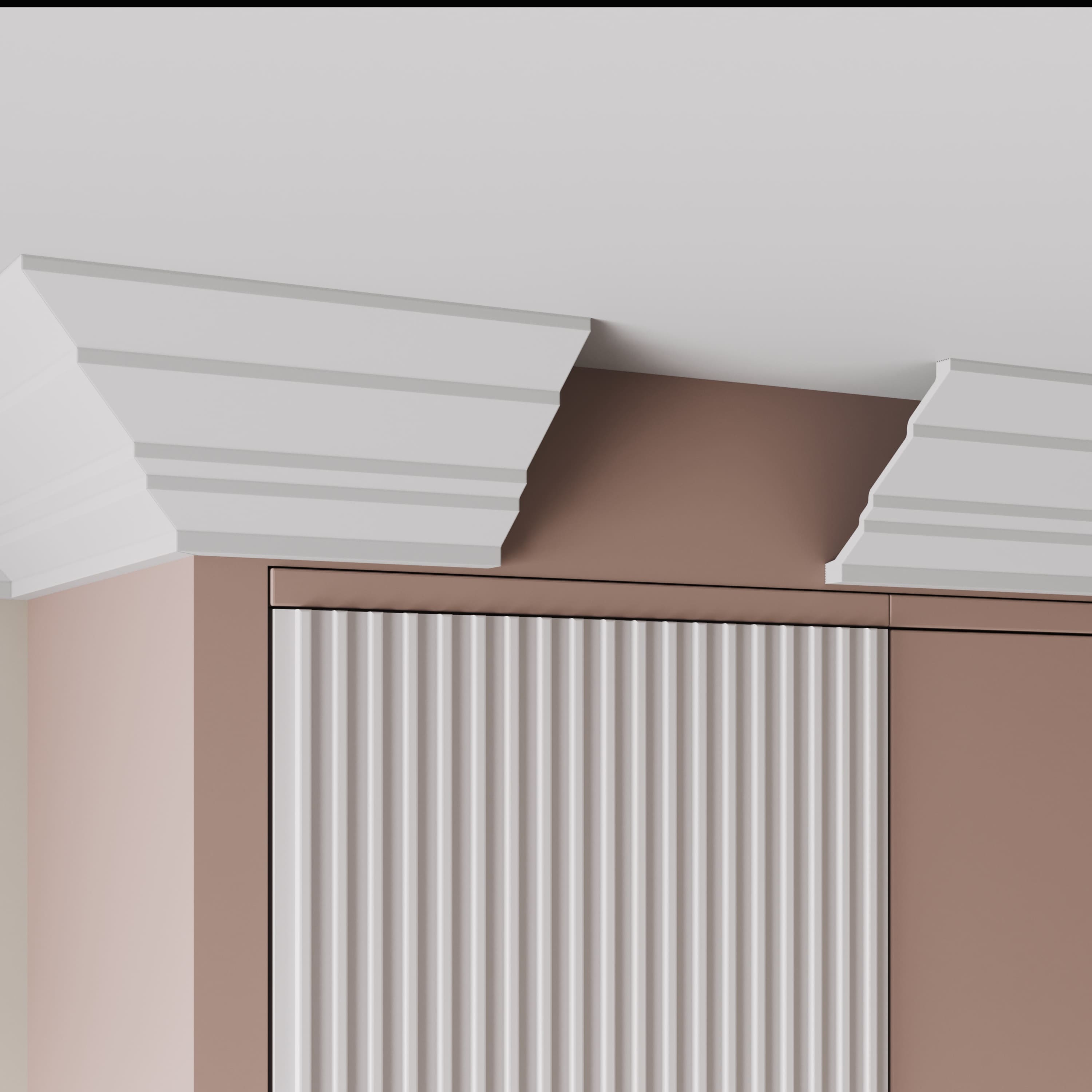 Потолочный плинтус под покраску Cosca Decor KX055 2000×145×147 фото в интерьере