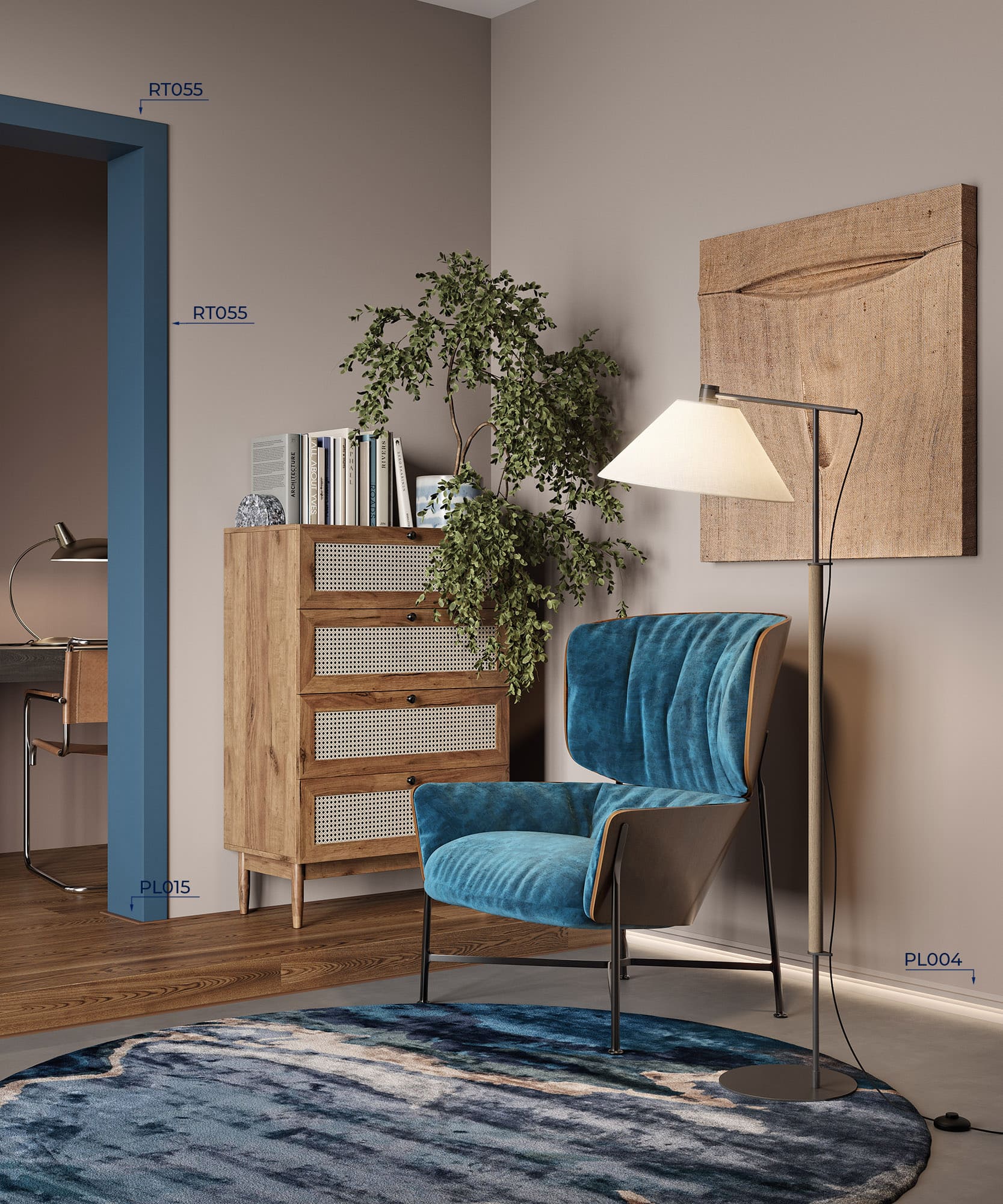 Плинтус под покраску теневой с подсветкой Cosca Decor Экополимер PL004 2000×65×16 фото в интерьере