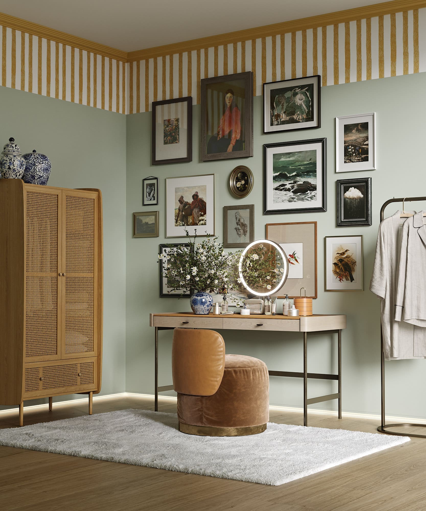 Плинтус под покраску теневой с подсветкой Cosca Decor Экополимер PL004 2000×65×16 фото в интерьере