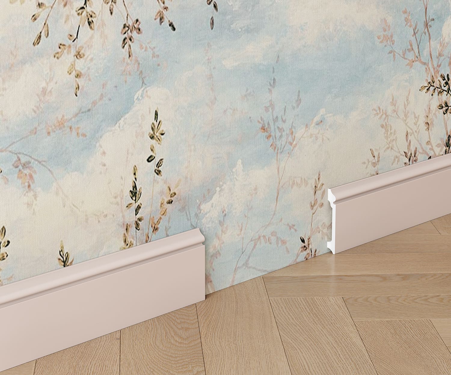Плинтус под покраску Cosca Decor Экополимер PX026 2000×100×15 фото в интерьере