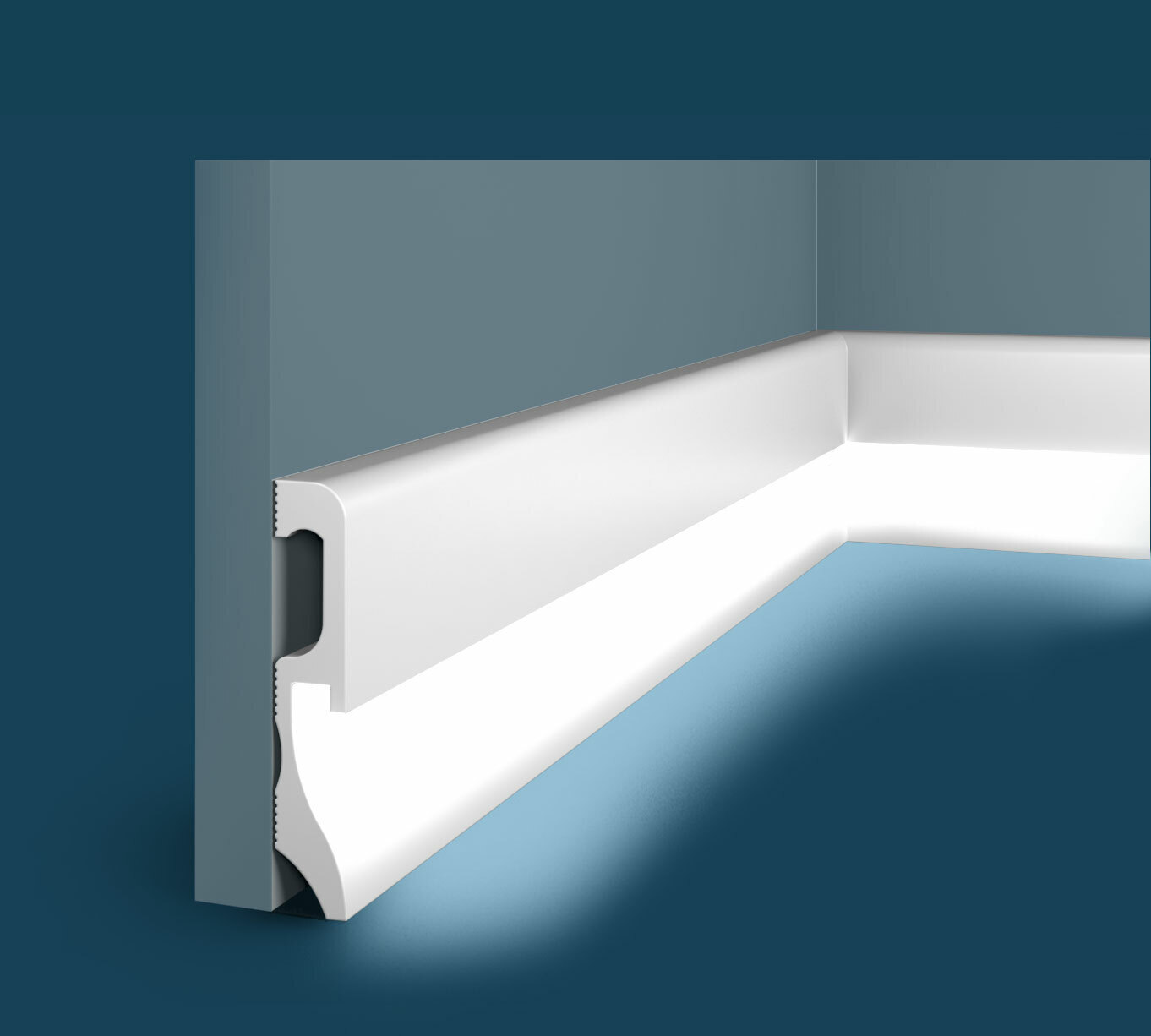 Плинтус под покраску с подсветкой Cosca Decor Экополимер PX033 2000×100×18