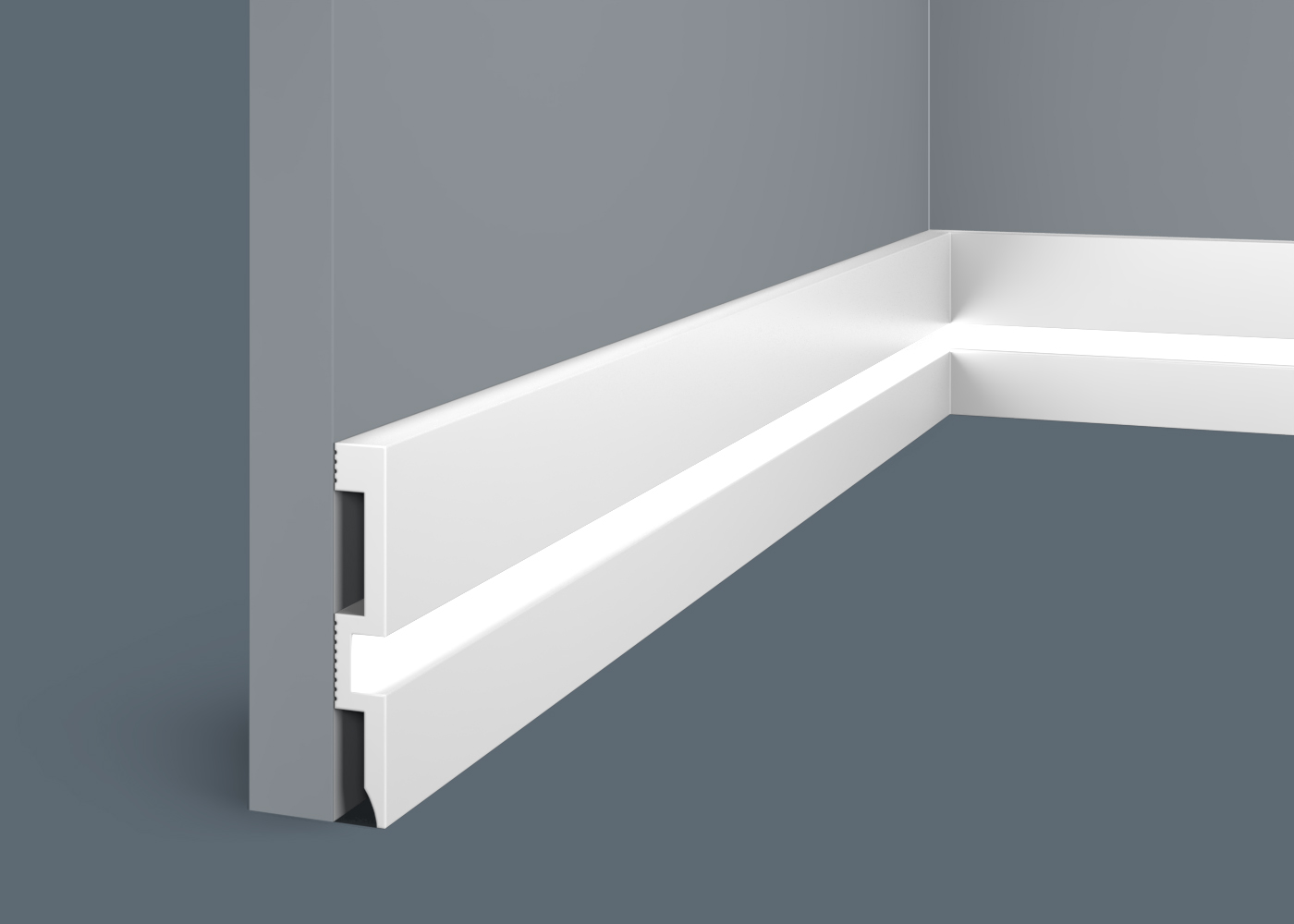 Плинтус под покраску с подсветкой Cosca Decor Экополимер PX059 2000×80×12