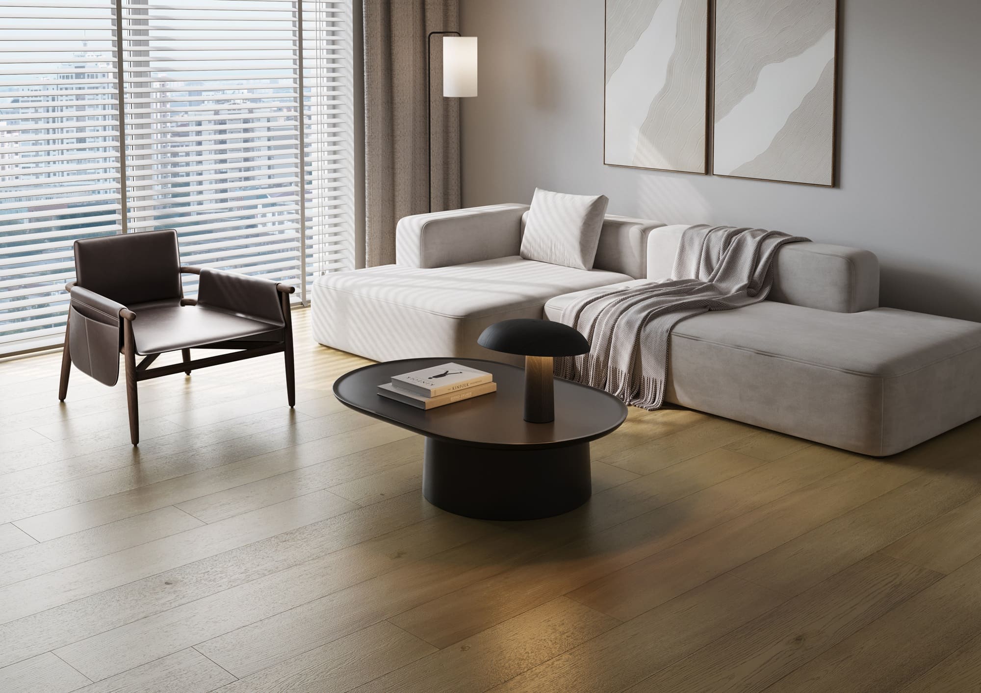 Композитная паркетная доска Quartz Parquet Престиж Дуб Карельский 419 ABCD 700-1900×190×7 фото в интерьере