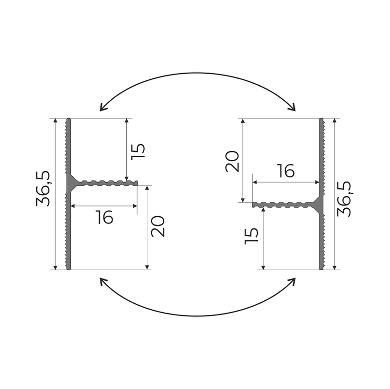 Плинтус алюминиевый теневой Modern Decor RAL 9005 Черный 68-95-78 2500×36,5×16