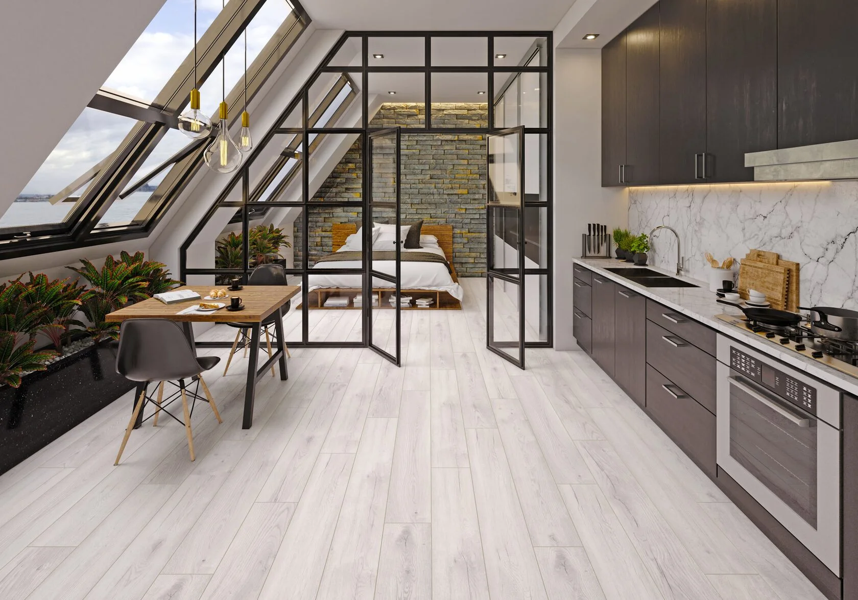 Ламинат AlixFloor Regista Дуб Хенсель D40017 1380×191×8 фото в интерьере