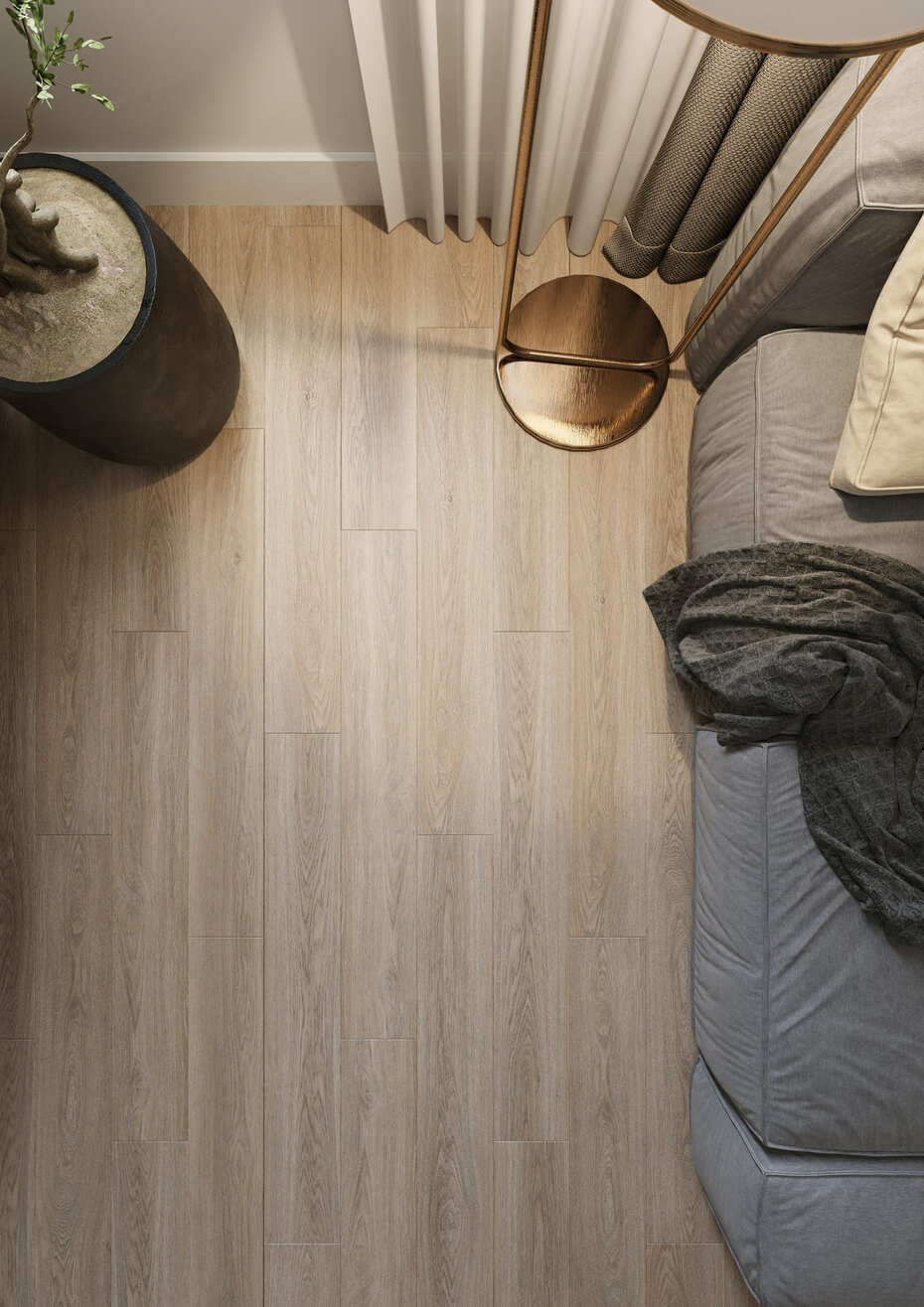 Кварцвиниловый SPC ламинат AlixFloor Natural Line Дуб Ирландский Темный ALX1560-7 1220×183×5 фото в интерьере