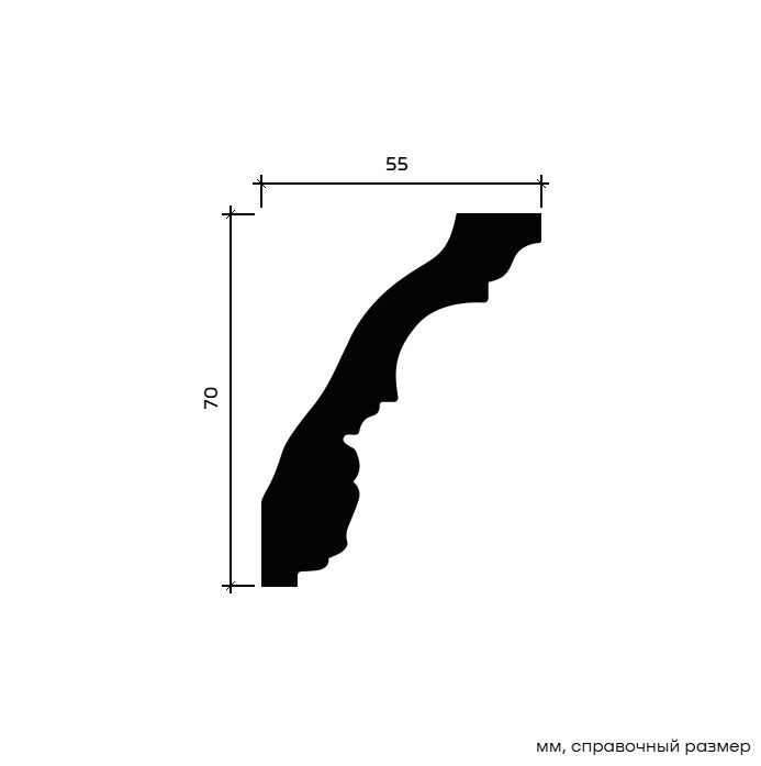 Потолочный плинтус под покраску Европласт 1.50.251 2000×55×70