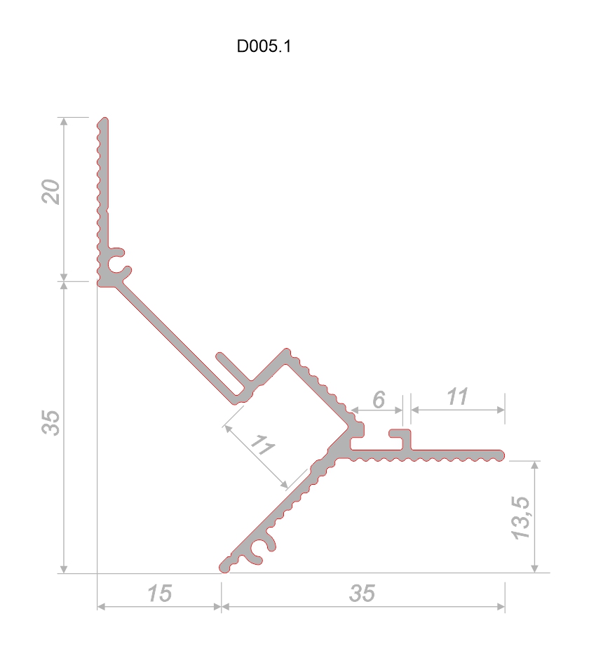 Профиль алюминиевый теневой под покраску с подсветкой Decaro D005 2000×50×55 Профиль алюминиевый теневой под покраску с подсветкой Decaro D005 2000×50×55