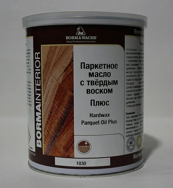 Бесцветное масло для пола Borma Hardwax Parquet Oil Plus 1030 4951-HW.PLS матовое 1 л