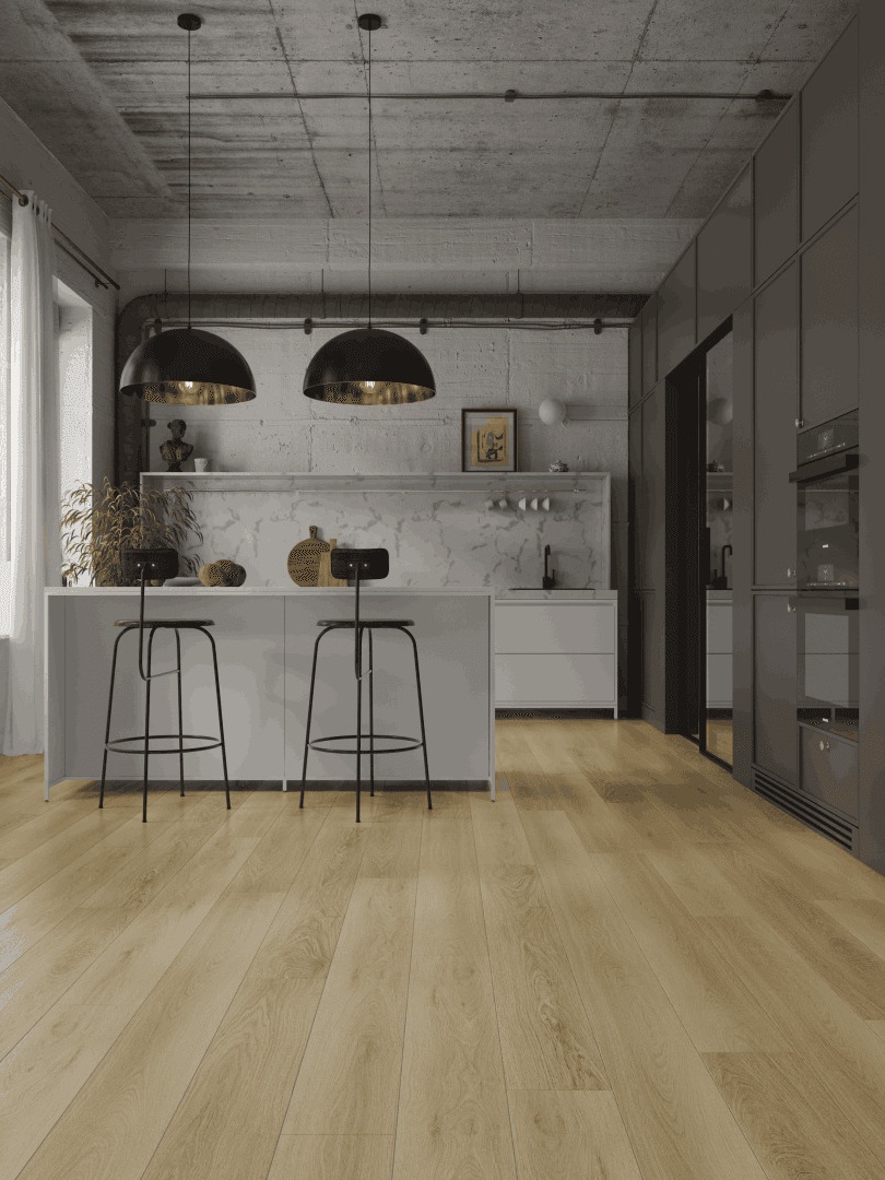 Кварцвиниловый SPC ламинат Alpine Floor Premium XL Дуб Эбеновый ECO 7-41 1524×180×8 фото в интерьере
