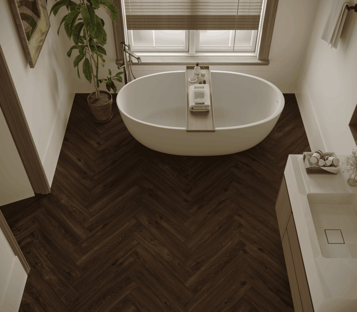 Кварцвиниловая плитка Norland клеевая Parquet LVT Swift Style 1067-9 венгерская елка 590×118×2,5 фото в интерьере