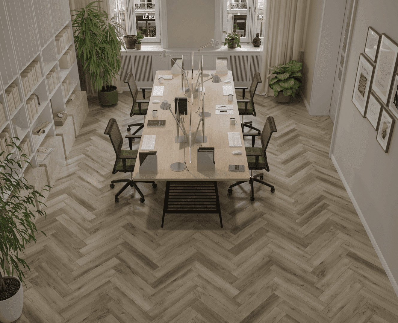 Кварцвиниловый SPC ламинат Norland Parquet Best Home 1066-11 венгерская елка 600×125×4 фото в интерьере
