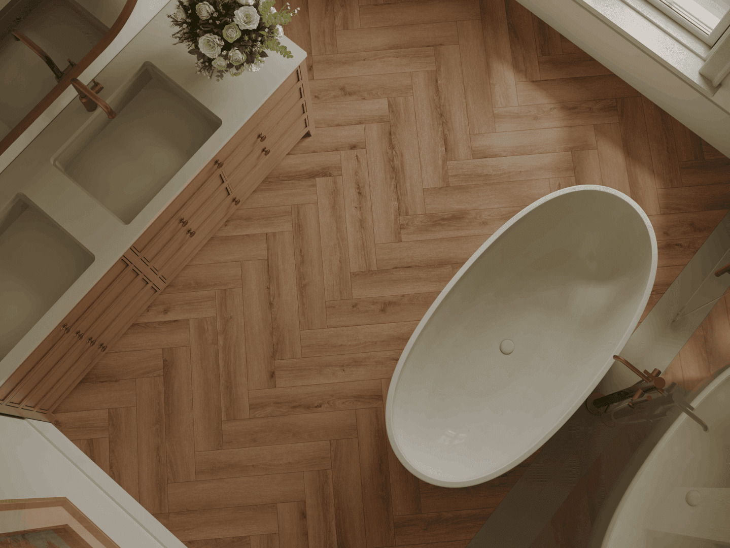 Кварцвиниловая плитка Norland клеевая Parquet S LVT Lama 1056-4 венгерская елка 590×118×2,5 фото в интерьере