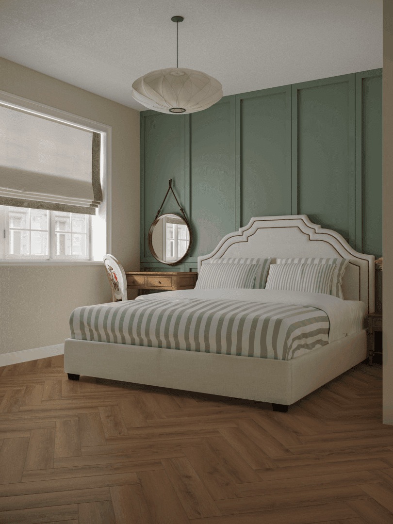 Кварцвиниловая плитка Norland клеевая Parquet S LVT Ladoga 1056-6 венгерская елка 590×118×2,5 фото в интерьере