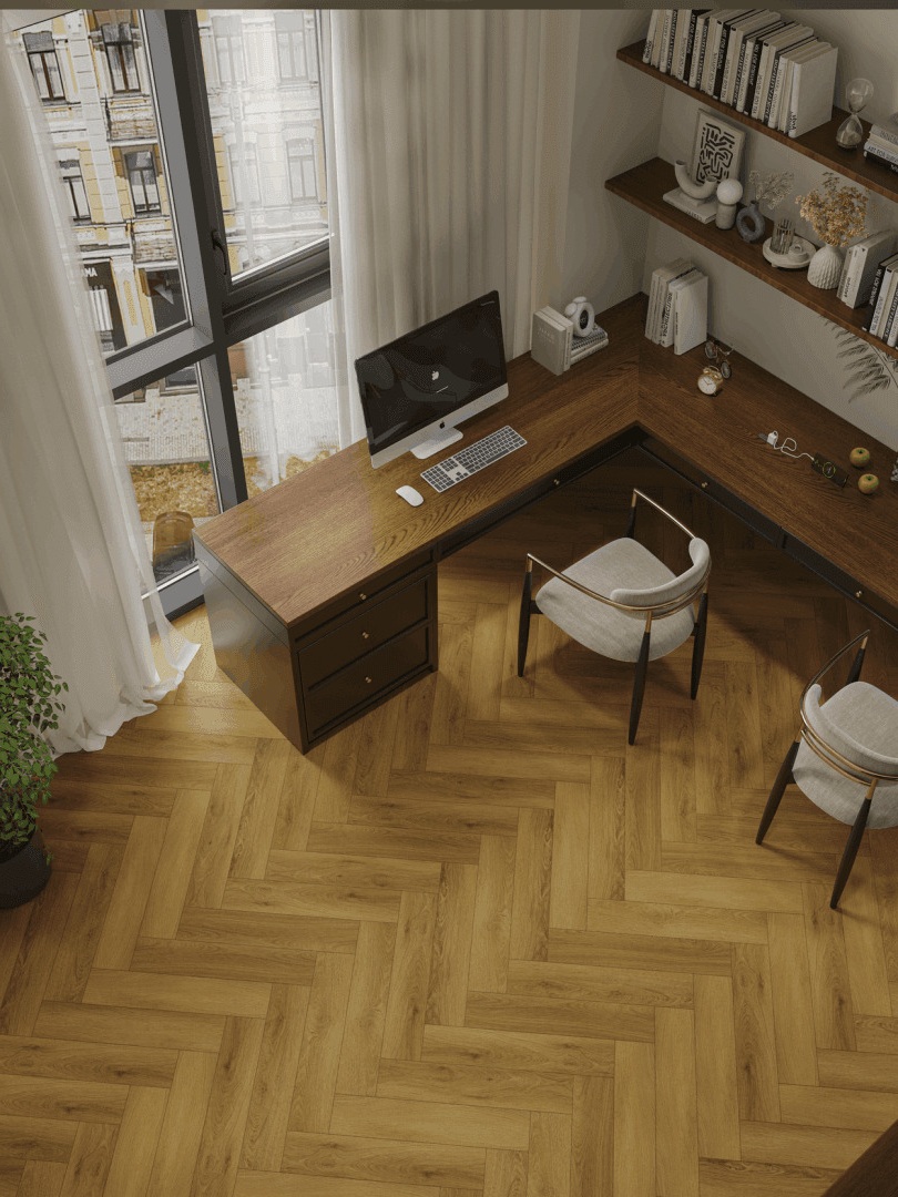 Кварцвиниловая плитка Norland клеевая Parquet S LVT Seliger 1056-9 венгерская елка 590×118×2,5 фото в интерьере