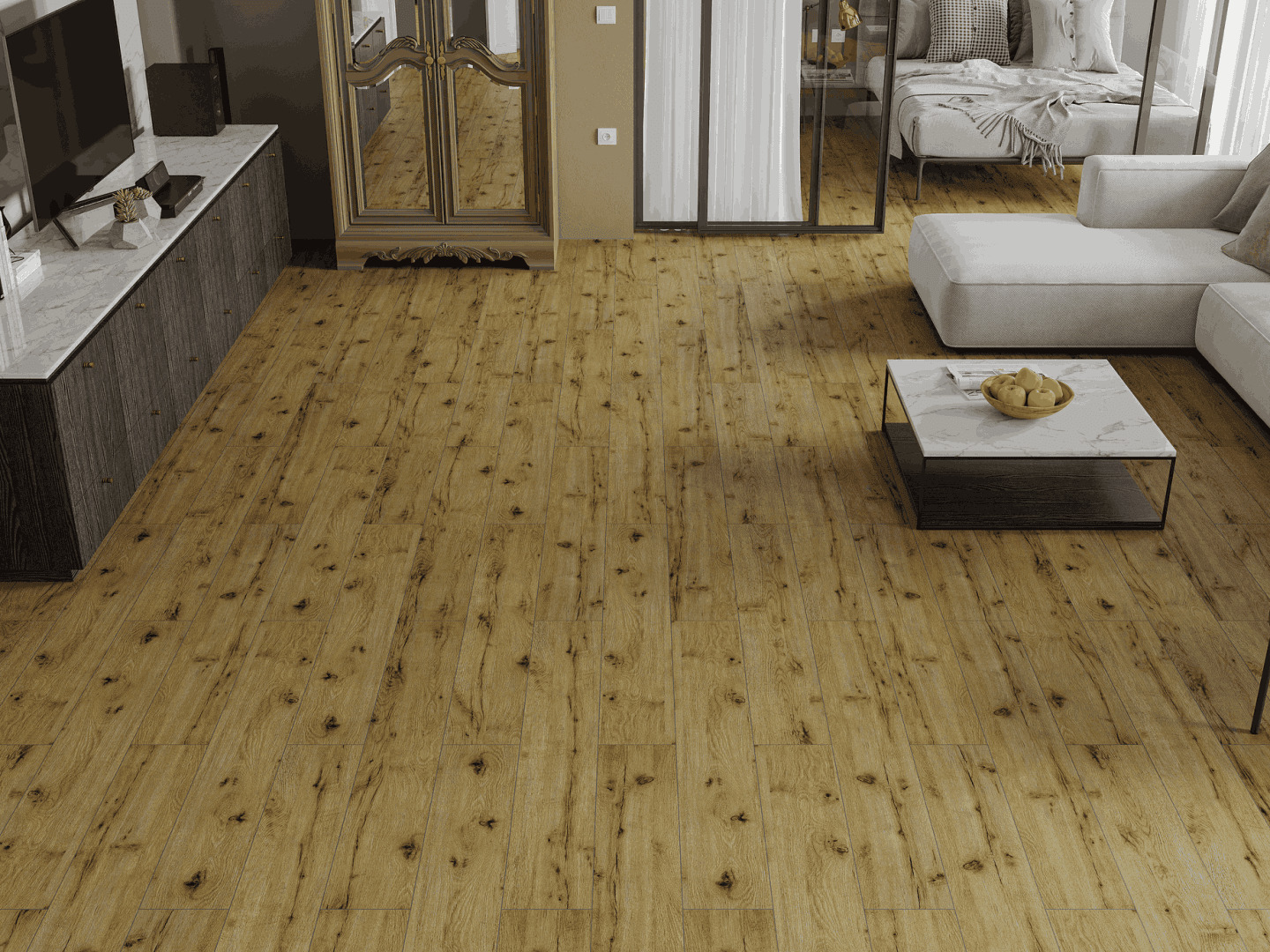 Ламинат Norland Elegant 10 Дуб Скай LF305-14 1220×198×10 фото в интерьере
