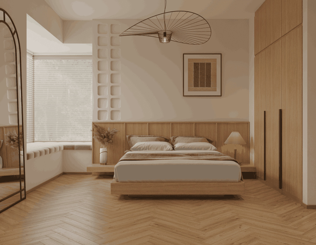 Ламинат Norland Herringbone Elegant Дуб Альба LF303-31 венгерская елка 600×100×8 фото в интерьере