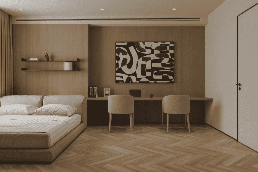 Ламинат Norland Herringbone Elegant Дуб Босна LF303-39 венгерская елка 600×100×8 фото в интерьере
