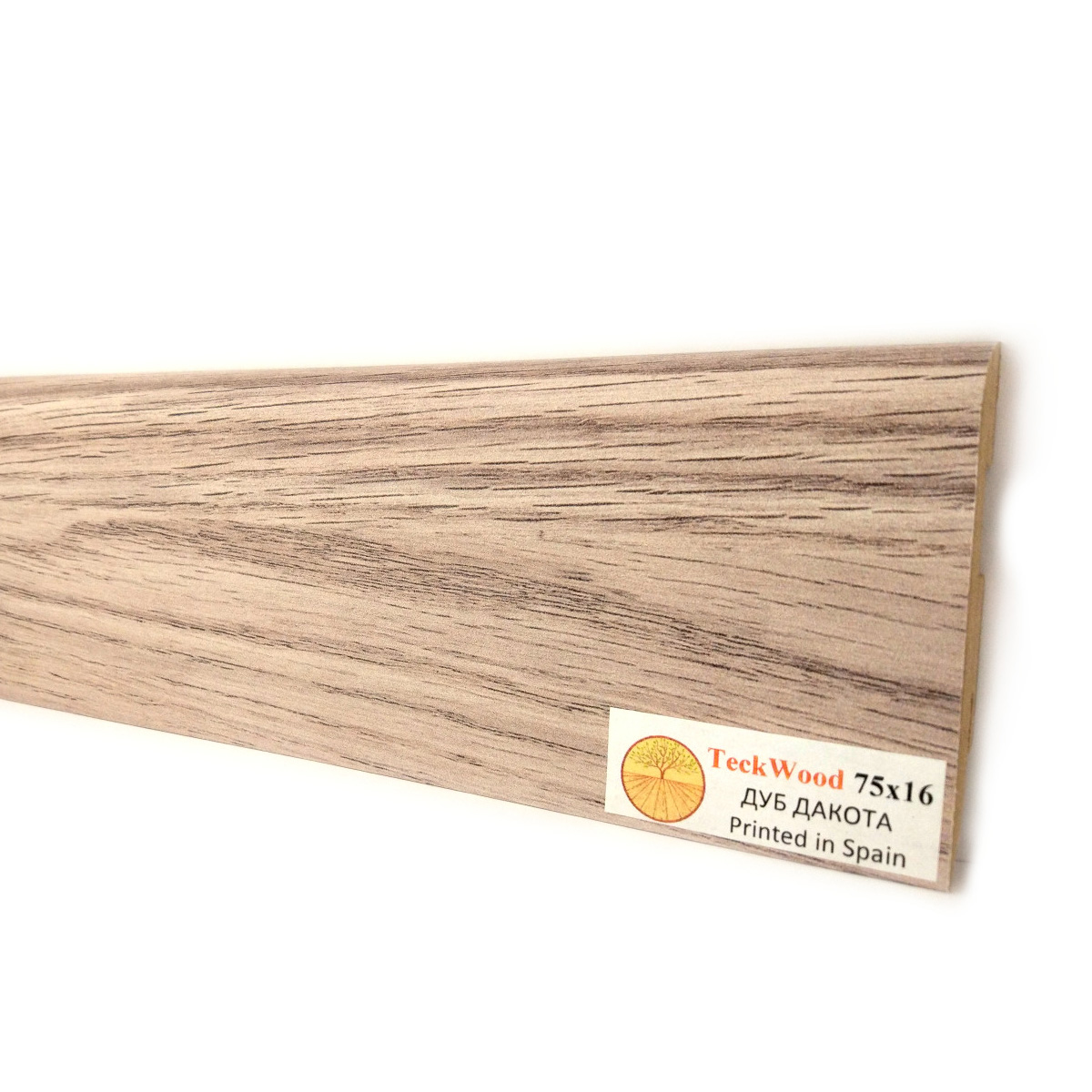 Плинтус МДФ ламинированный TeckWood Дуб Дакота Oak Dacota 2000×75×16