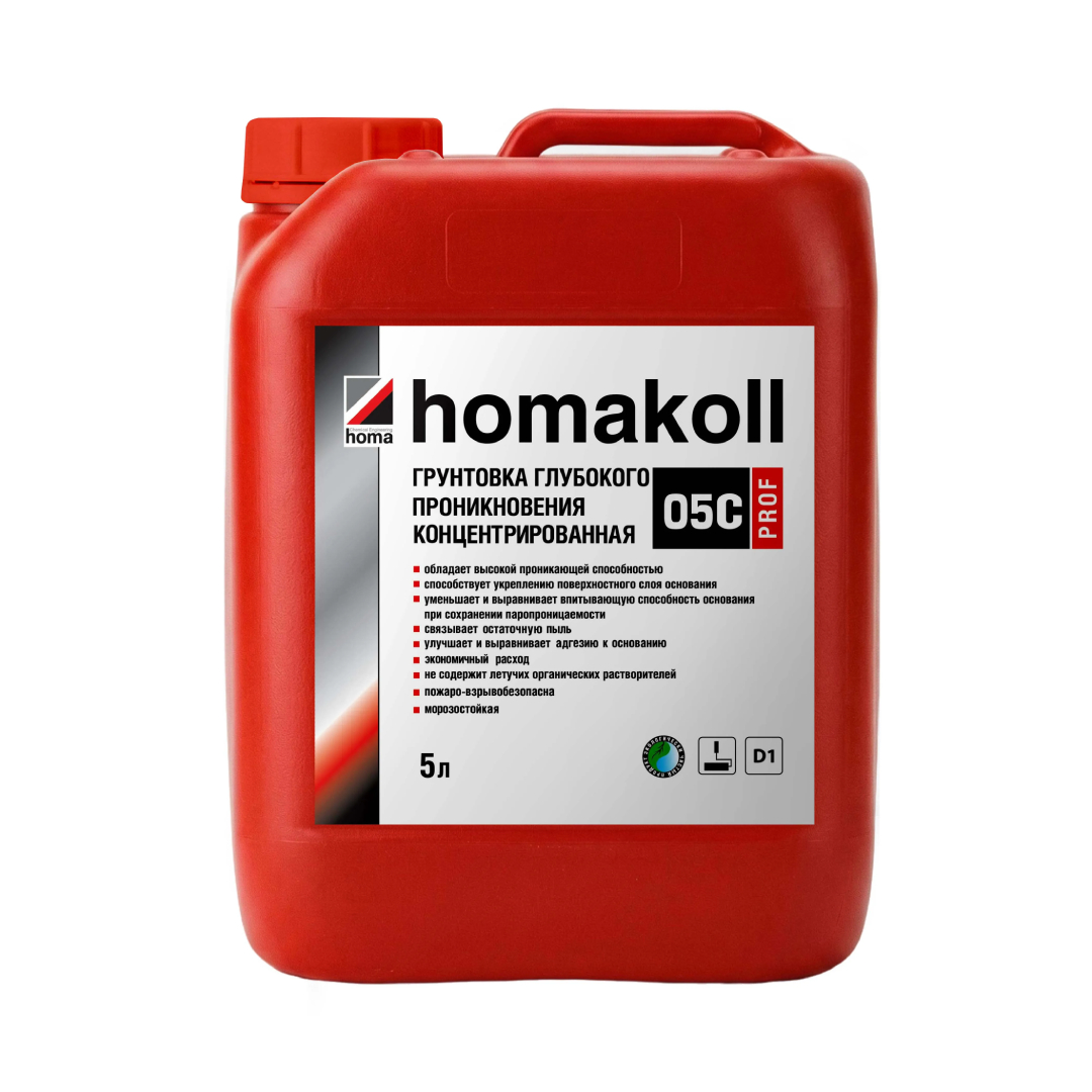 Грунтовка глубокого проникновения по стяжке Homakoll 05C Prof акриловая 5 л