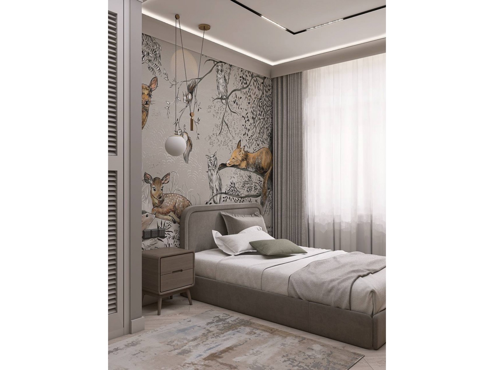 Потолочный плинтус под покраску Hiwood A178 с подсветкой 2000×140×110 фото в интерьере