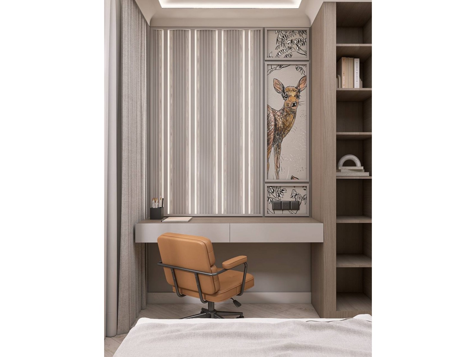 Стеновая панель под покраску Hiwood HL201 NP 2700×240×18,5 фото в интерьере