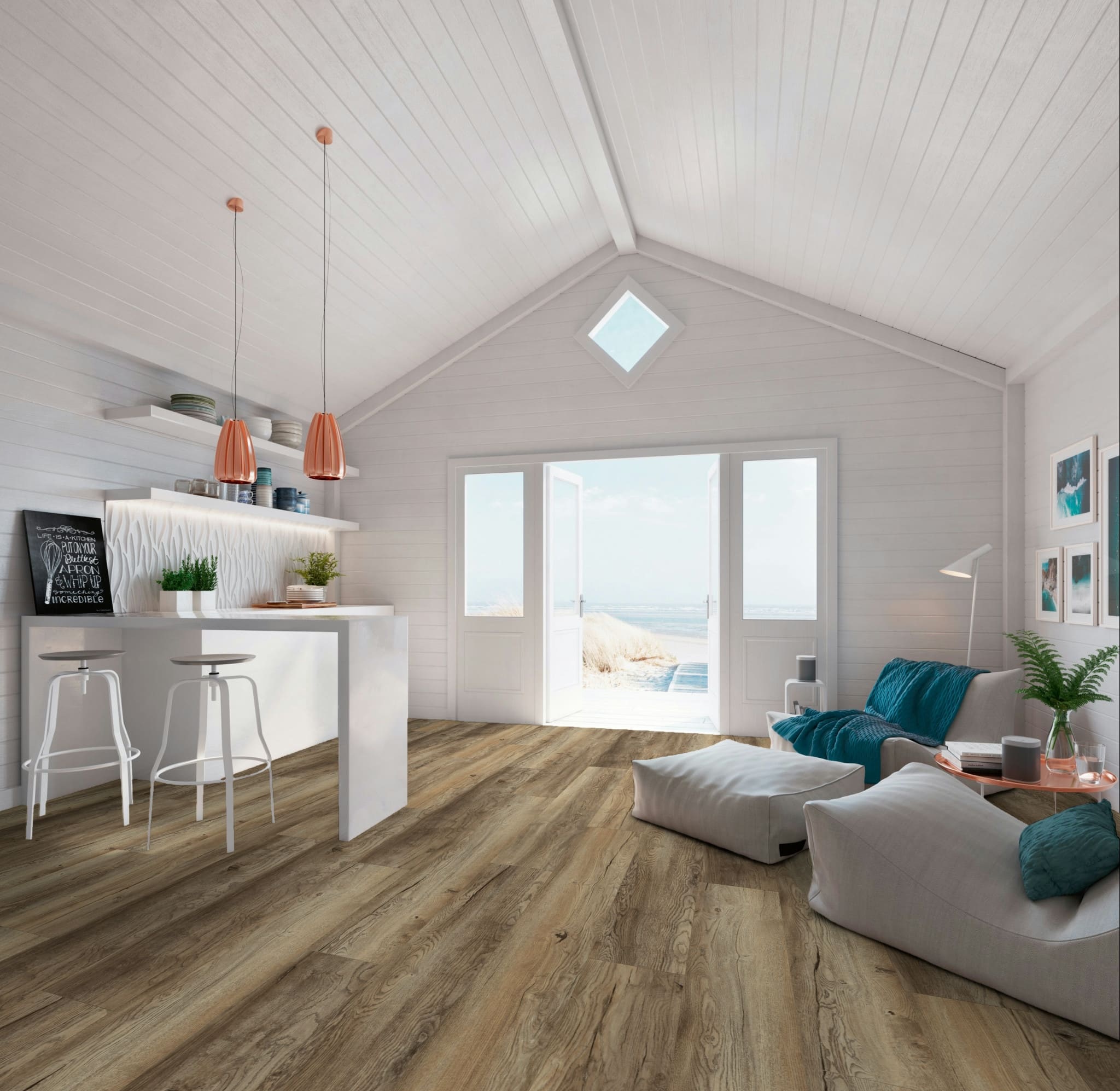 Ламинат My Floor Cottage Дуб Бежевый MV839 1380×244×8 фото в интерьере