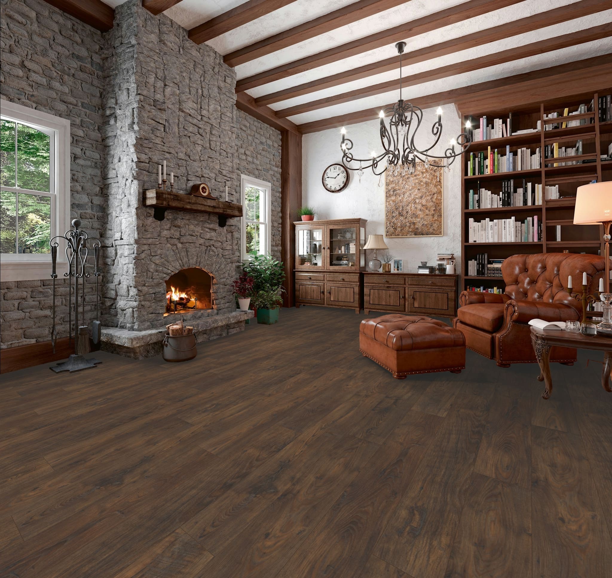 Ламинат My Floor Chalet Каштан M1005 1380×193×10 фото в интерьере