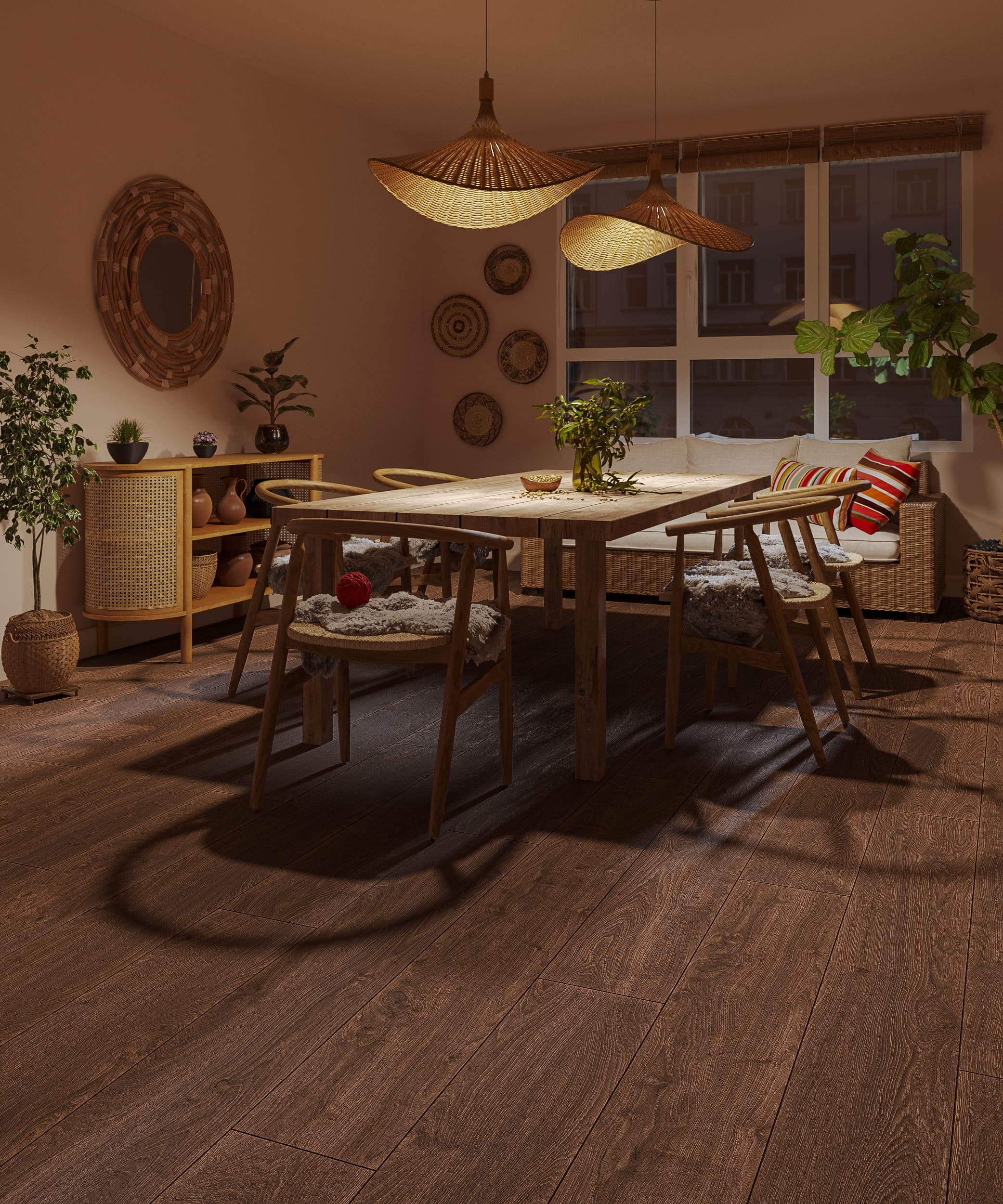 Ламинат My Floor Residence Дуб Макро Коричневый ML1010 1845×244×10 фото в интерьере