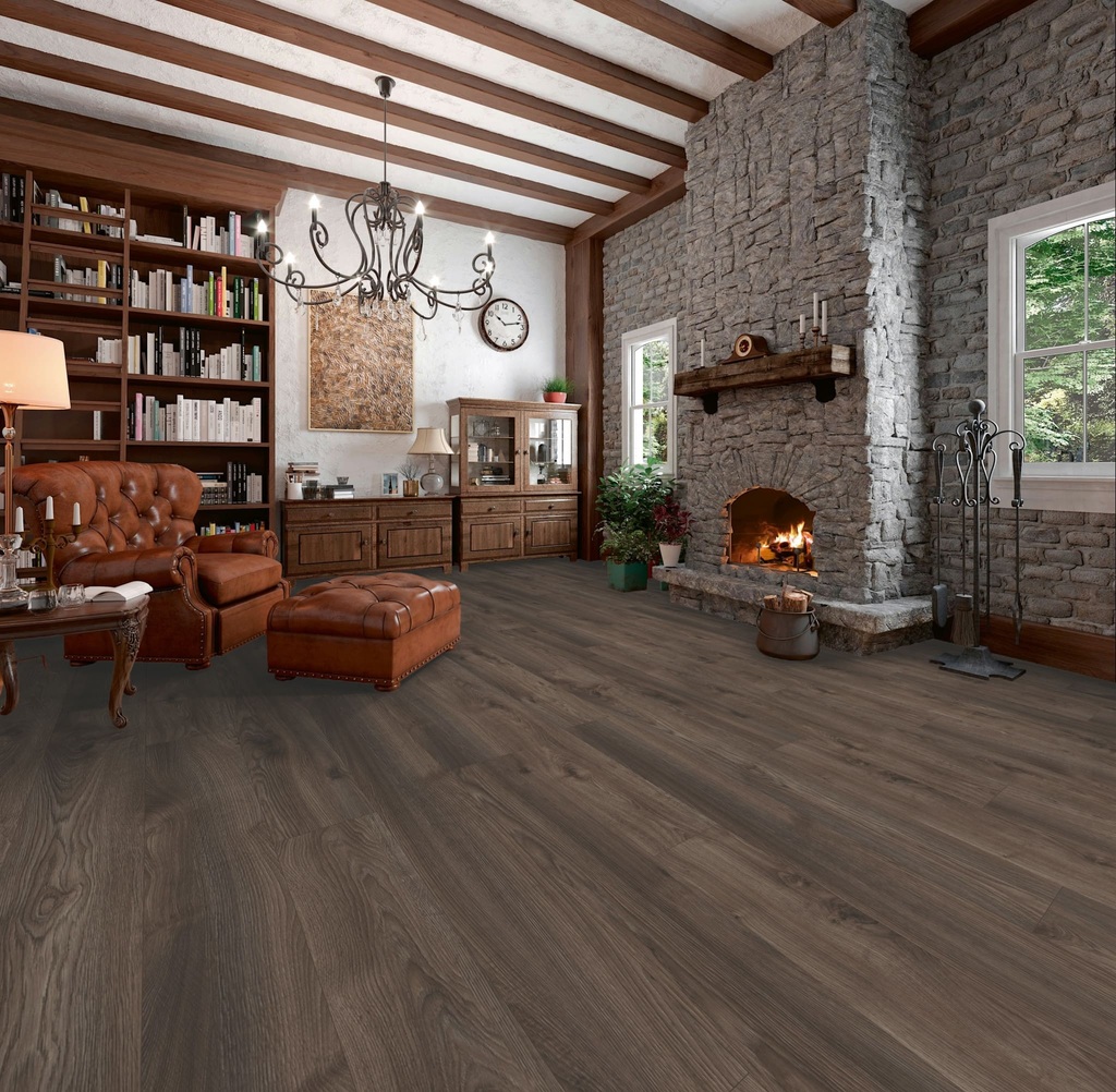 Ламинат My Floor Residence Дуб Макро Коричневый ML1010 1845×244×10 фото в интерьере
