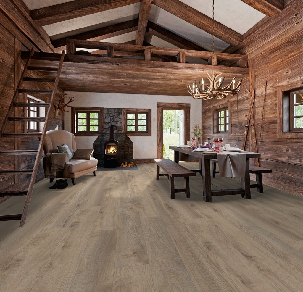 Ламинат My Floor Residence Дуб Макро Бежевый ML1018 1845×244×10 фото в интерьере