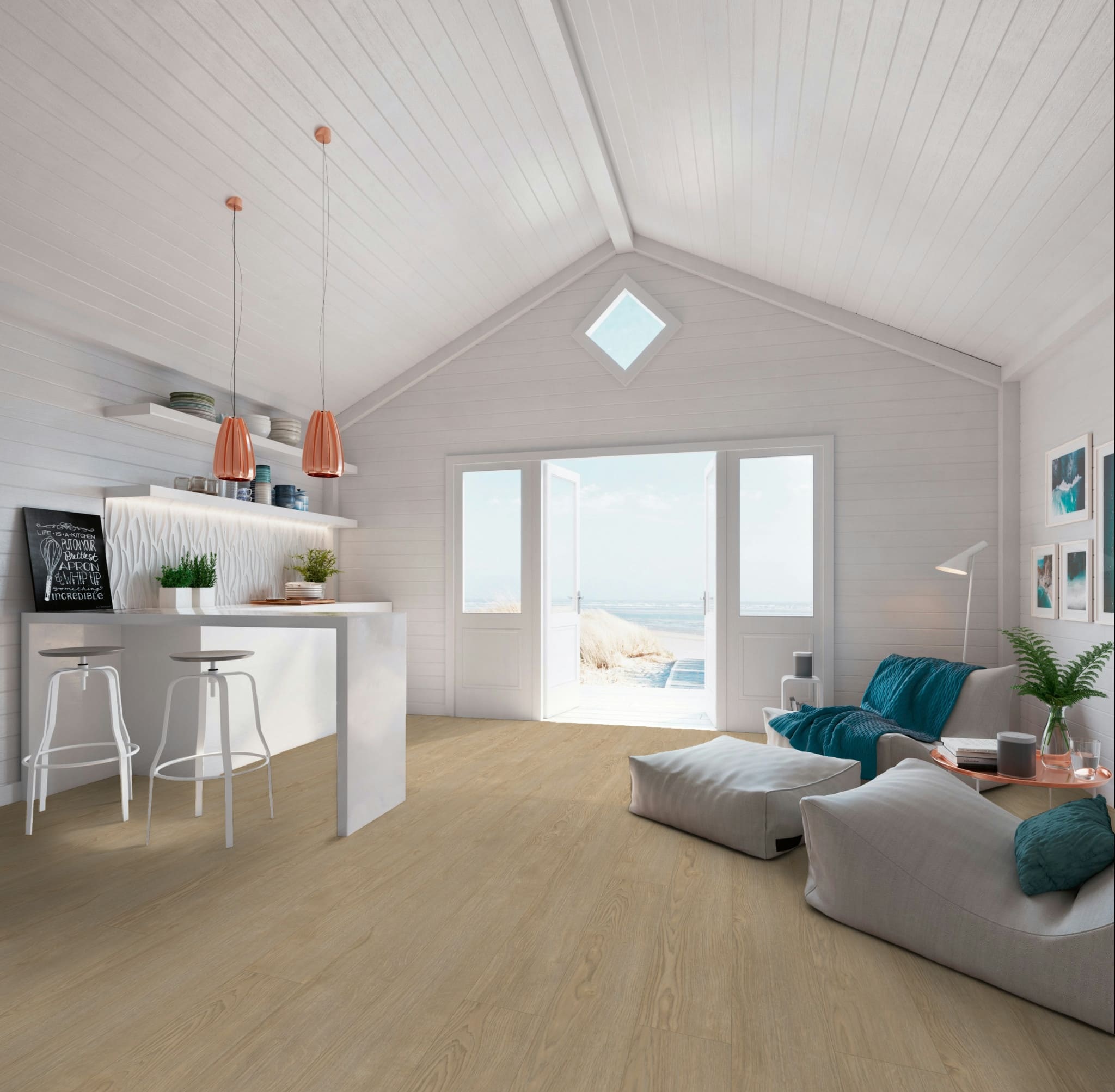 Ламинат My Floor Residence Дуб Лэйк Бежевый ML1024 1845×244×10 фото в интерьере