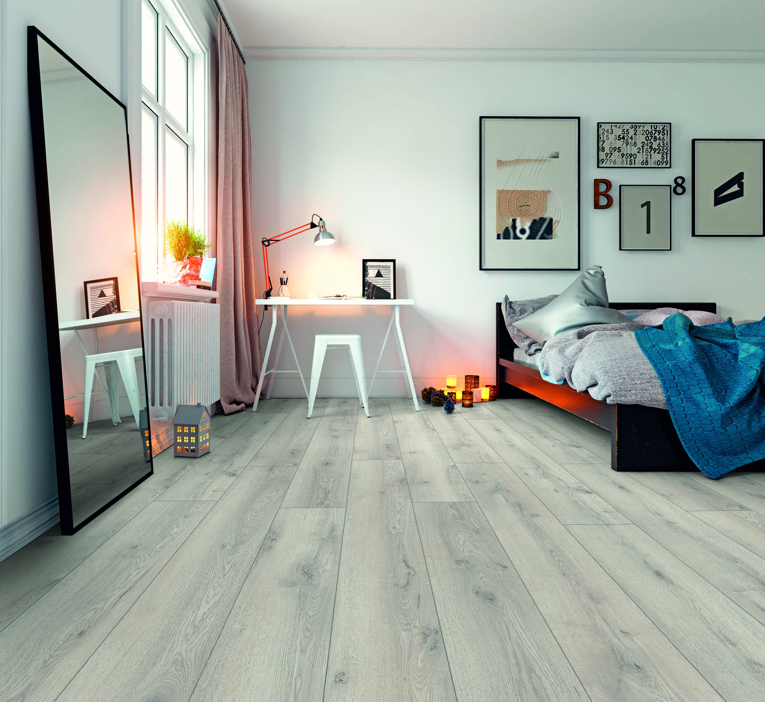 Ламинат My Floor Residence Дуб Горный Белый ML1032 1845×244×10 фото в интерьере