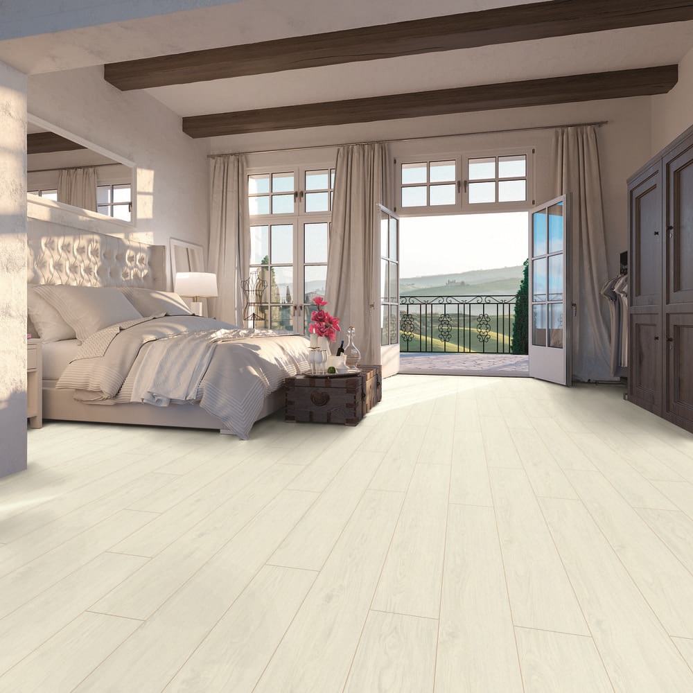Ламинат My Floor Villa Дуб Опал Белый M1234 1375×188×12 фото в интерьере