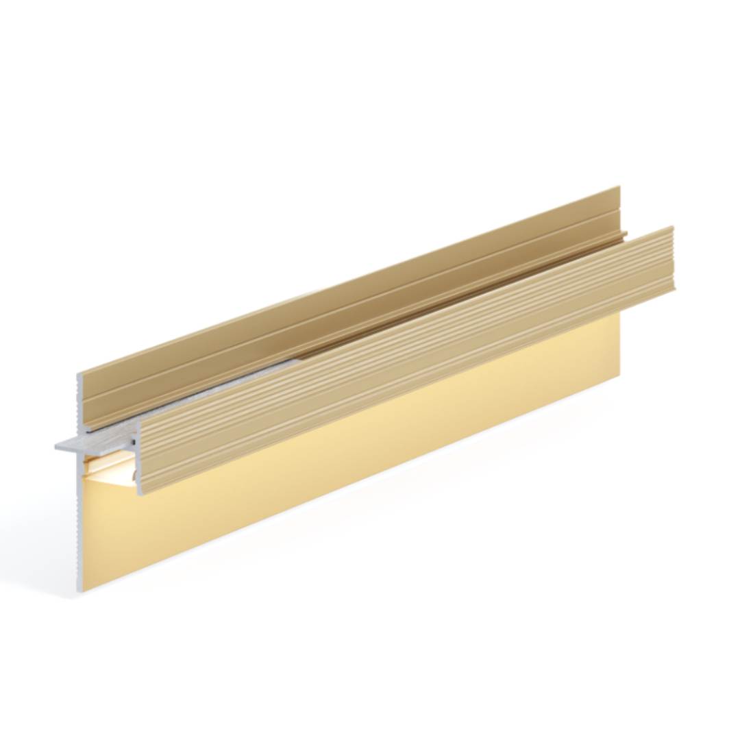 Плинтус алюминиевый теневой с подсветкой Laconistiq Light Светлое Золото 33-15-300 3000×41,3×15
