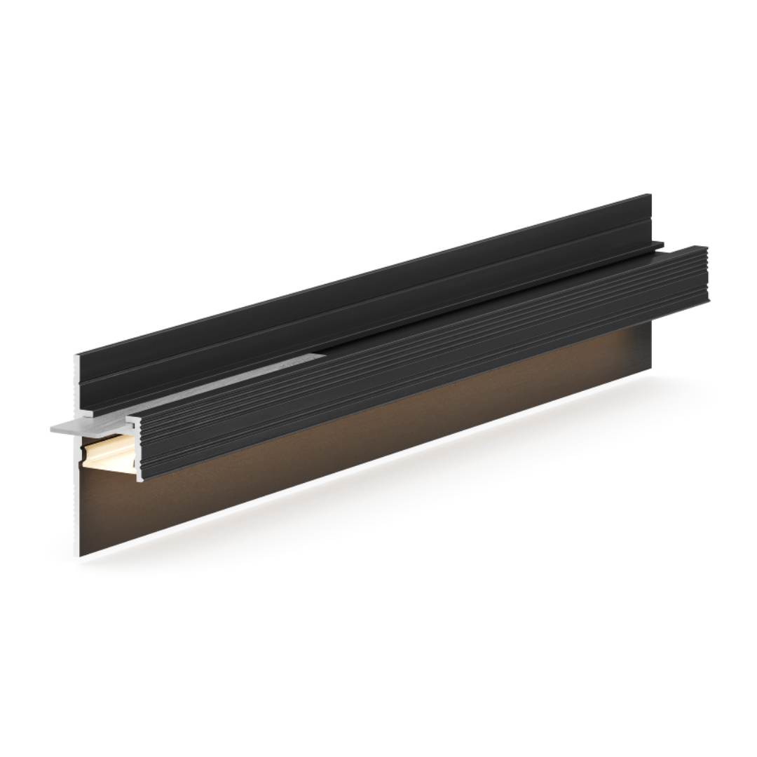 Плинтус алюминиевый теневой с подсветкой Laconistiq Light Doors Черный муар 38-31-300 3000×36×15,5