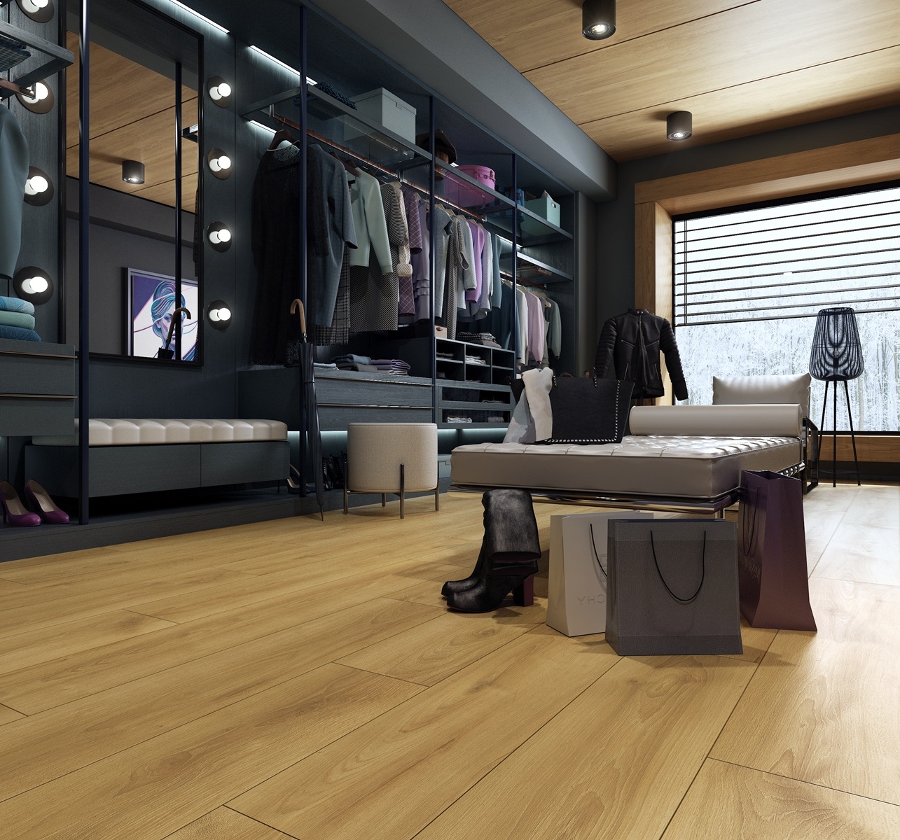 Ламинат Kronopol Платиниум Белла Аква Дуб Алодия Alodia Oak D40634 1380×242×10 фото в интерьере