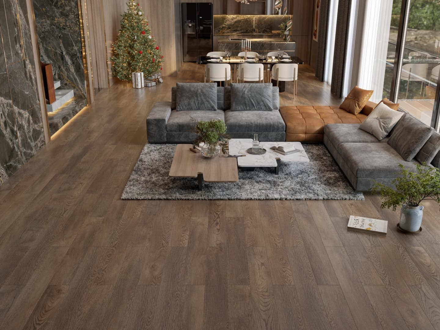 Кварцвиниловый SPC ламинат Alpine Floor Титан 6 Барит ECO 28-1-R 1220×183×6 фото в интерьере