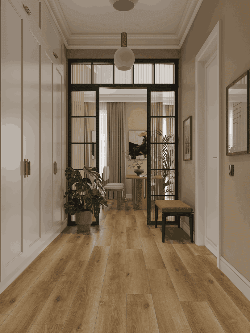 Кварцвиниловый SPC ламинат Alpine Floor Титан 6 Циркон ECO 28-2-R 1220×183×6 фото в интерьере